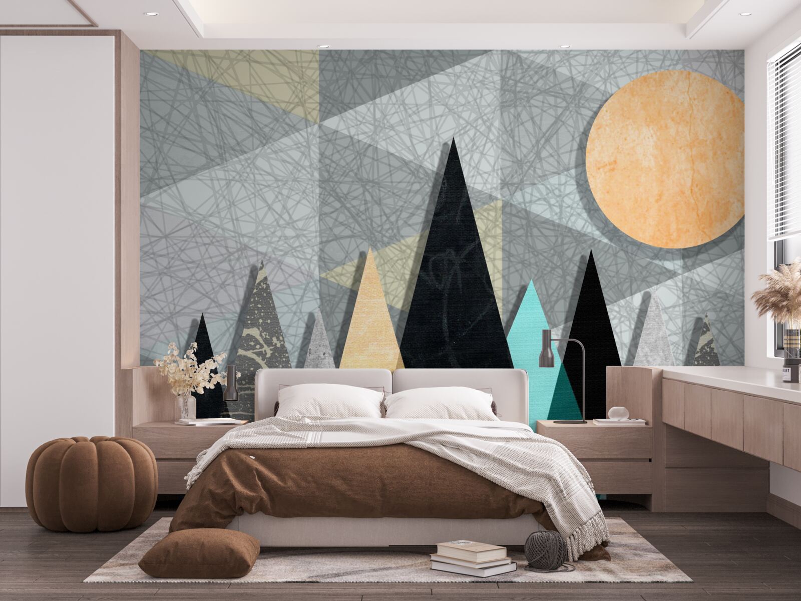 Fototapeta zachodzące słońce nad lasem sosnowym