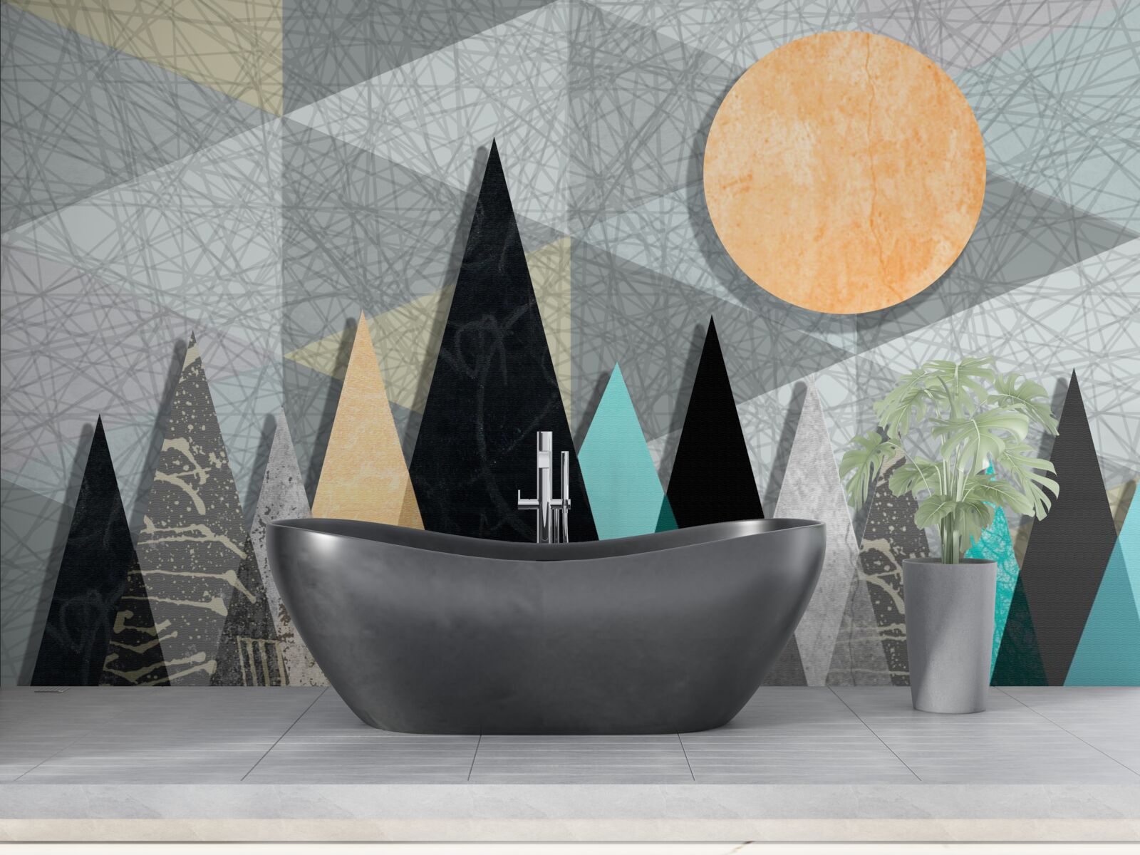 Fototapeta zachodzące słońce nad lasem sosnowym