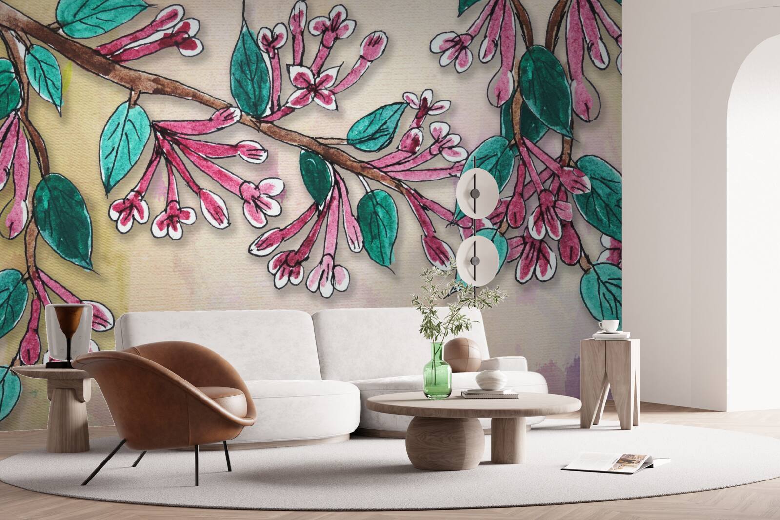 Fototapeta gałąź sakury kwitnie i pozostawia