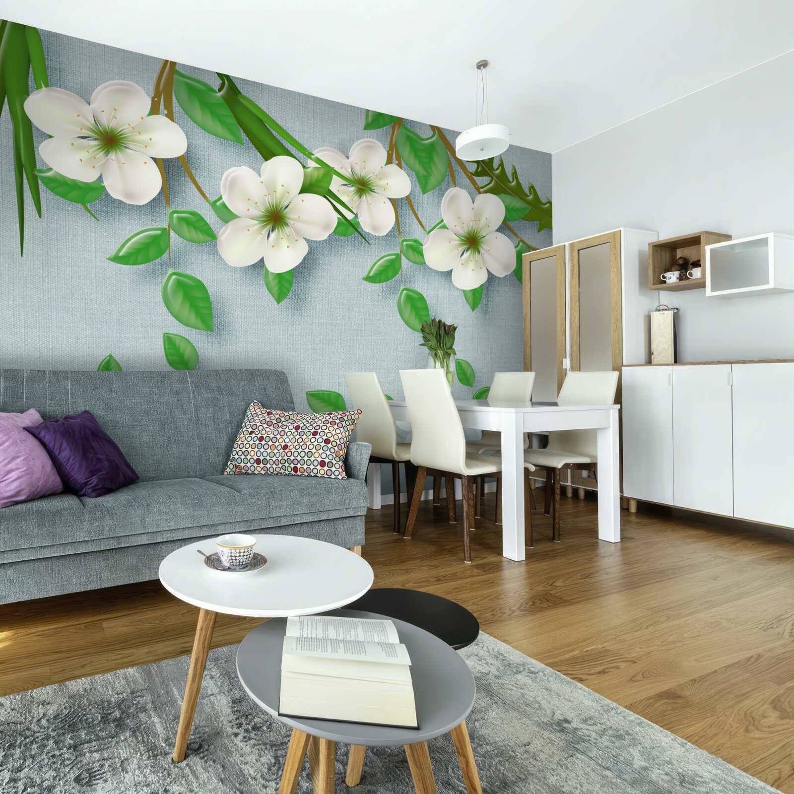 Fototapeta kwitnące drzewa wiosną na tle błękitnego nieba