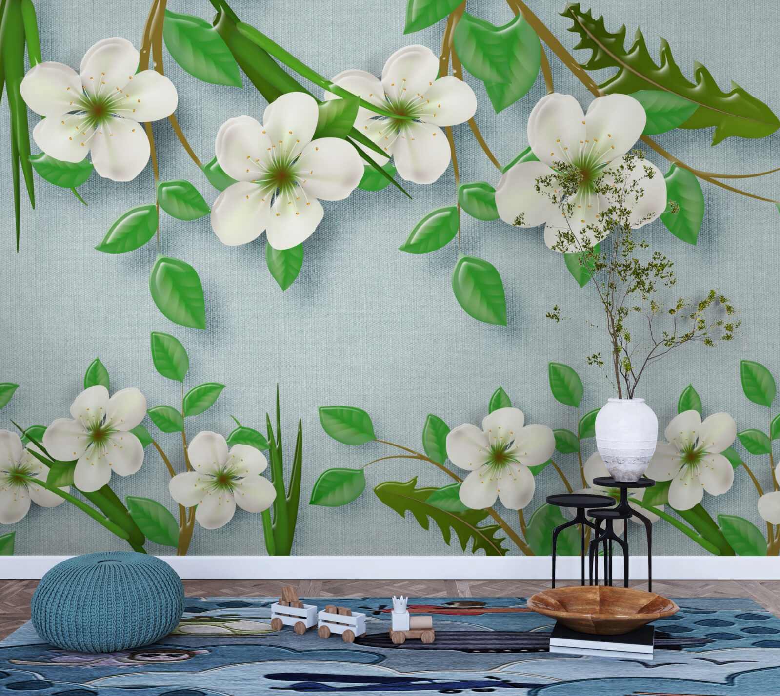 Fototapeta kwitnące drzewa wiosną na tle błękitnego nieba