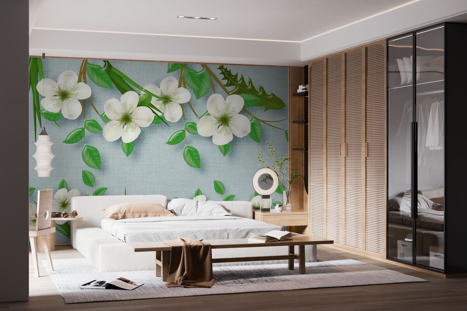 Fototapeta kwitnące drzewa wiosną na tle błękitnego nieba