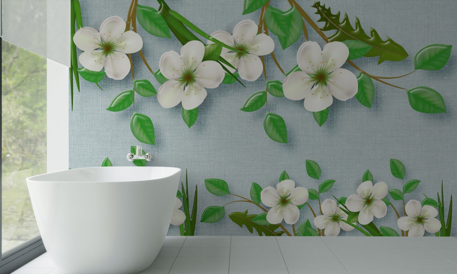 Fototapeta kwitnące drzewa wiosną na tle błękitnego nieba