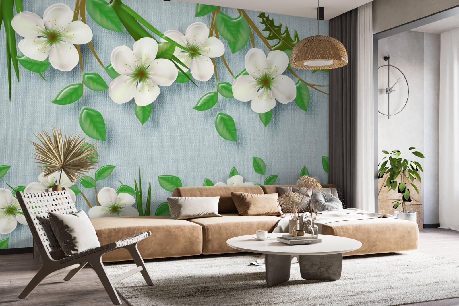 Fototapeta kwitnące drzewa wiosną na tle błękitnego nieba