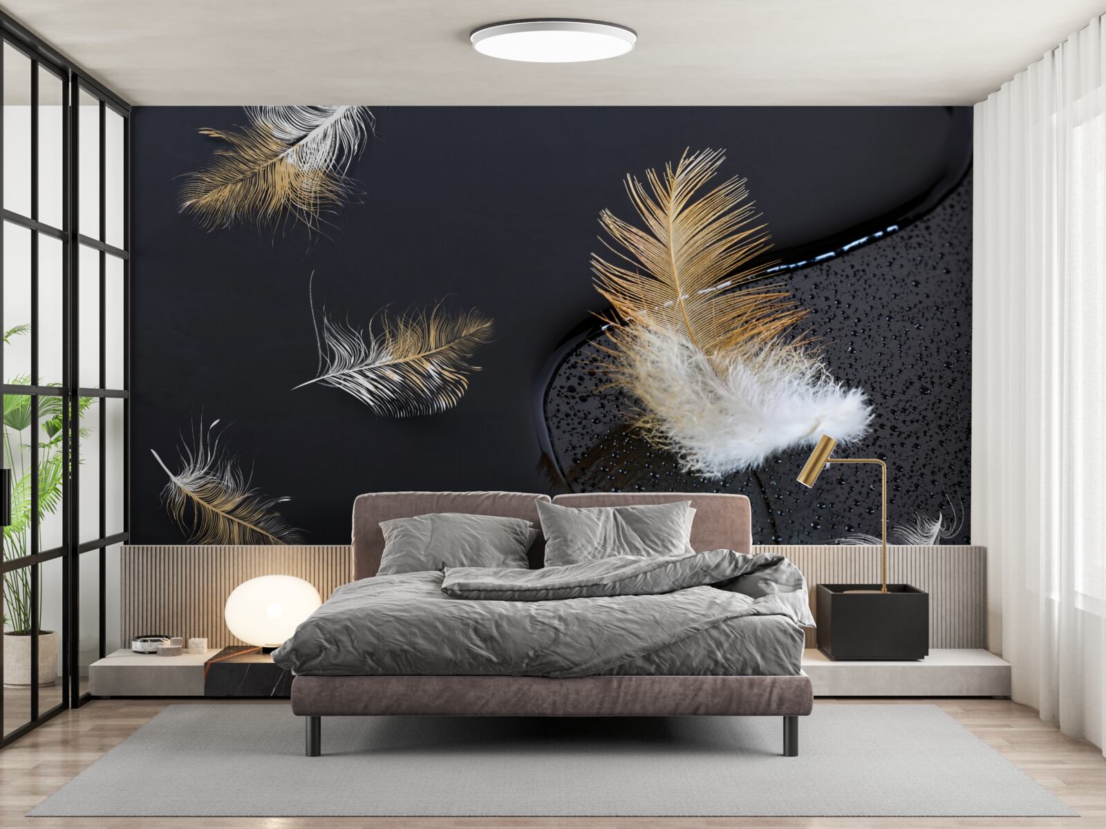 Fototapeta miękki puch w kolorze śnieżnobiałym i złotym