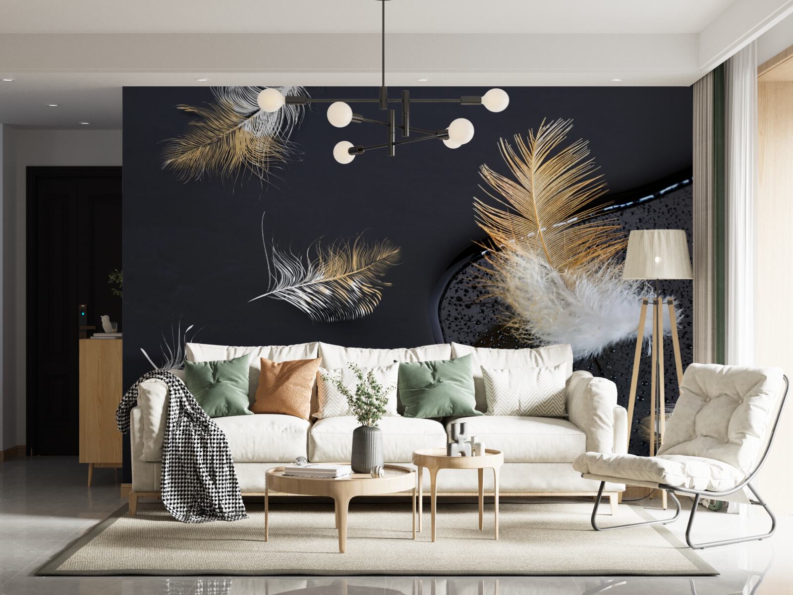 Fototapeta miękki puch w kolorze śnieżnobiałym i złotym