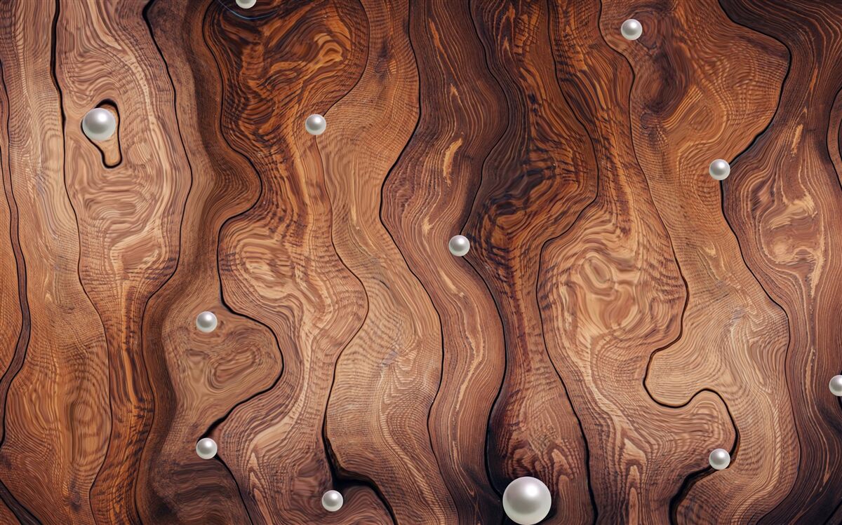Fototapeta teksturowane drewno i perły