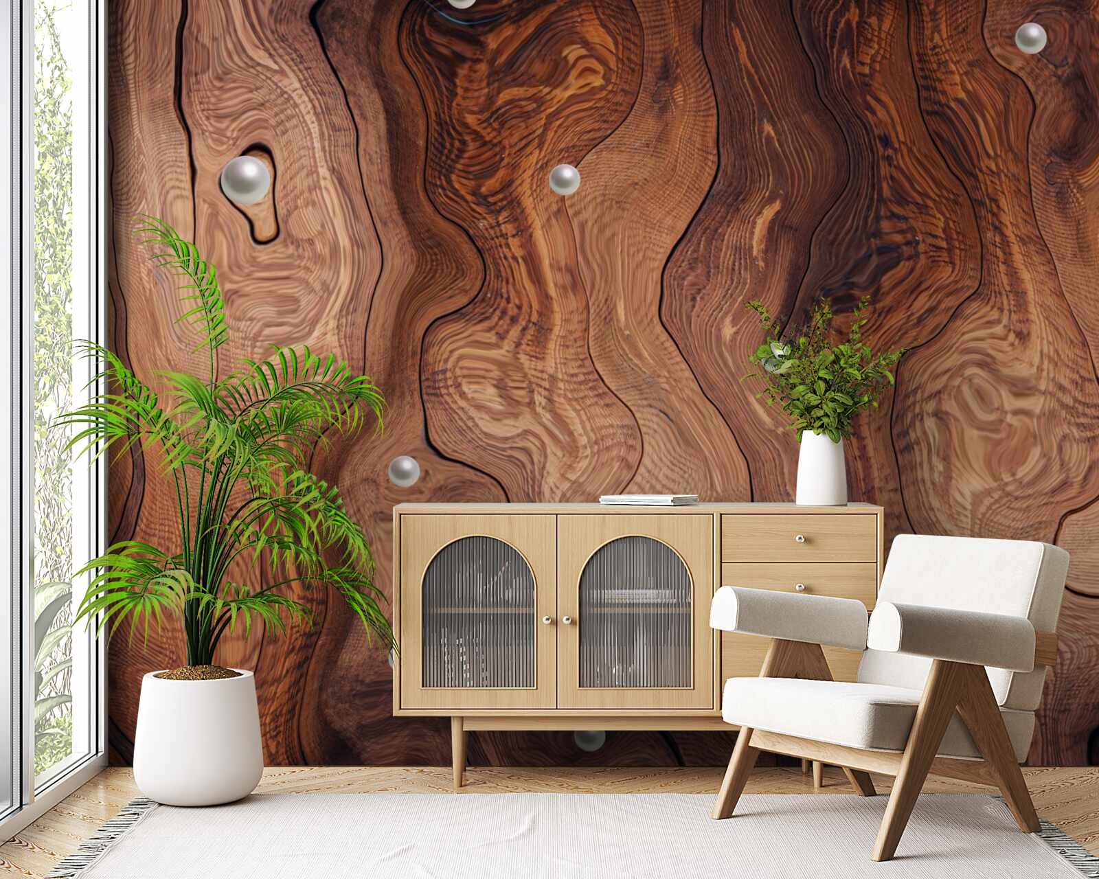 Fototapeta teksturowane drewno i perły