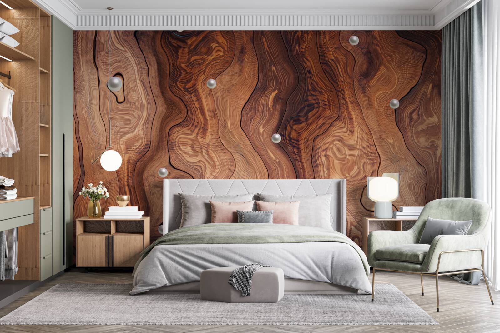 Fototapeta teksturowane drewno i perły