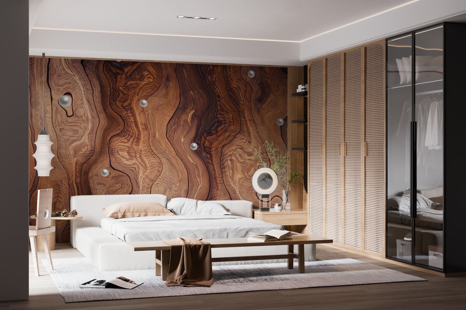 Fototapeta teksturowane drewno i perły