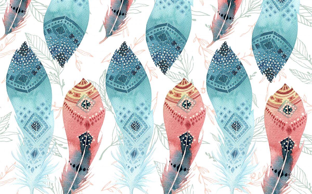 Fototapeta akwarelowe pióro u podstawy tła