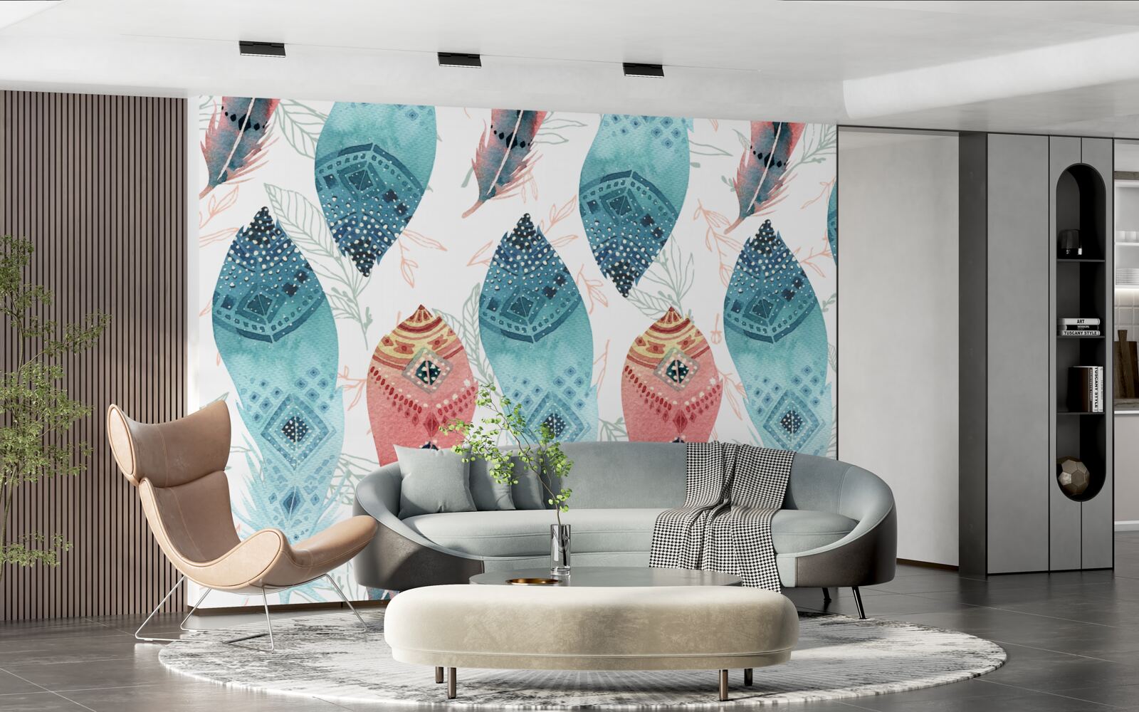 Fototapeta akwarelowe pióro u podstawy tła