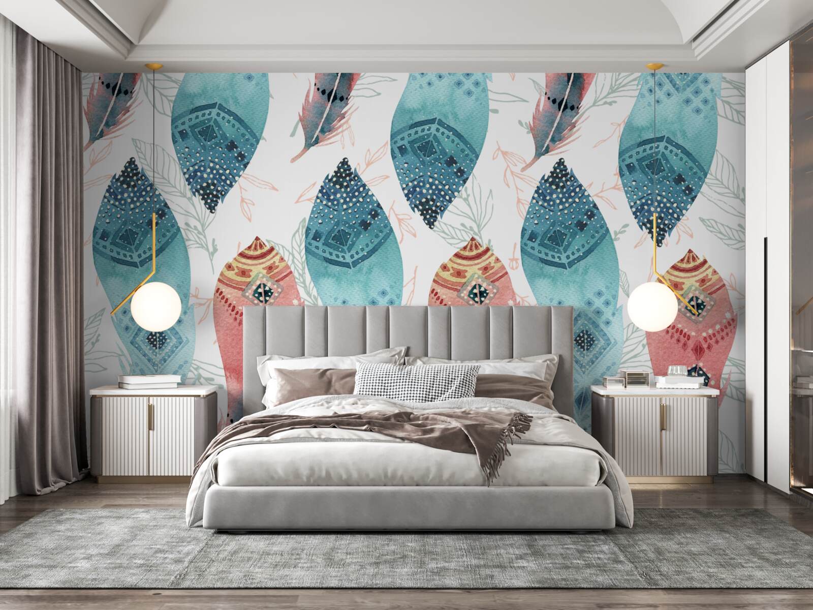 Fototapeta akwarelowe pióro u podstawy tła