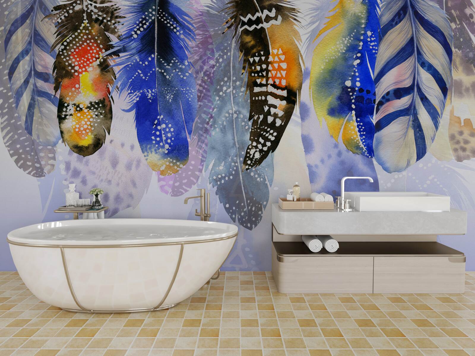 Fototapeta zwisają różne pióra