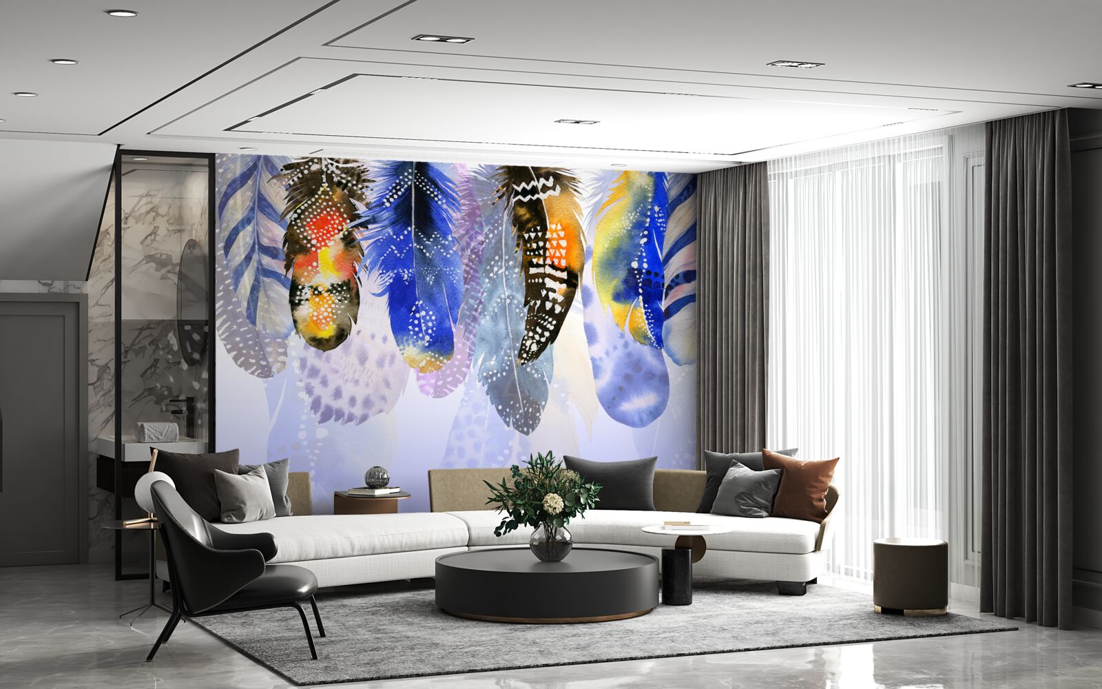 Fototapeta zwisają różne pióra