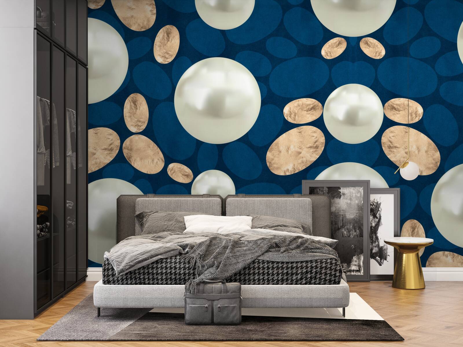 Fototapeta złote kryształy i białe perły