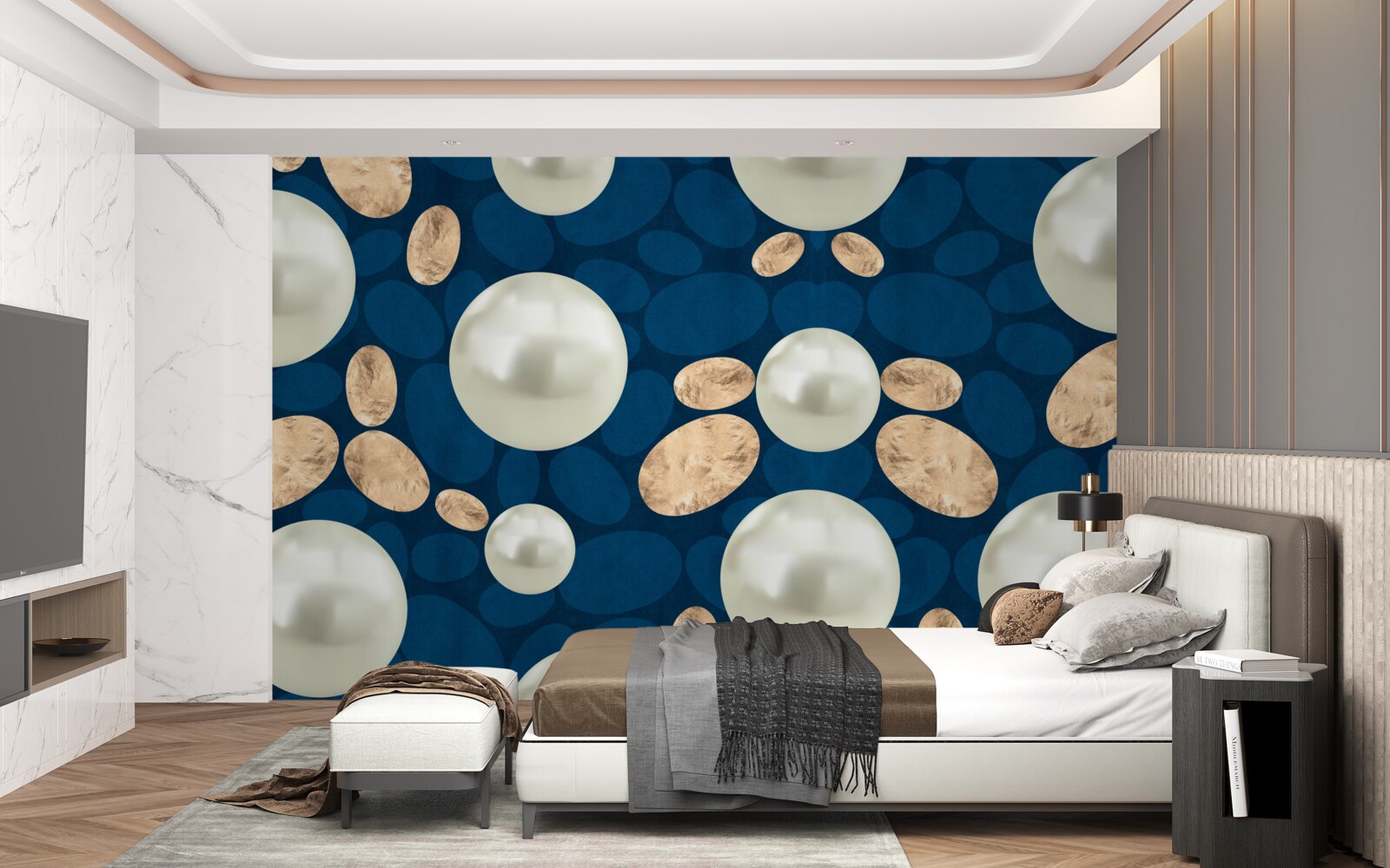 Fototapeta złote kryształy i białe perły