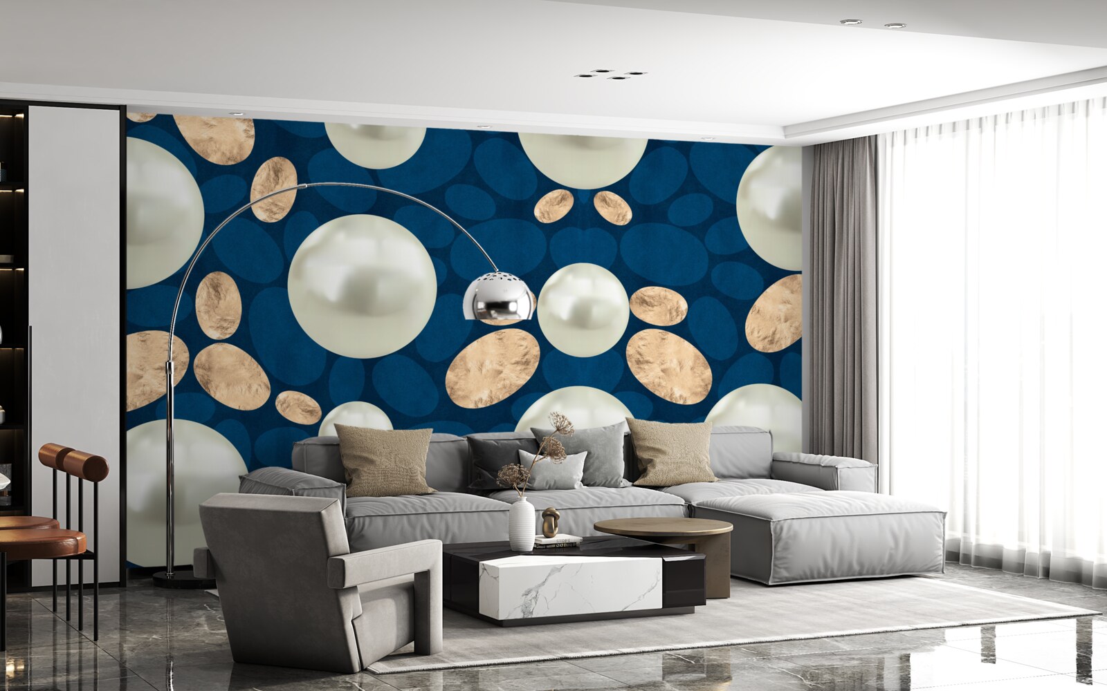 Fototapeta złote kryształy i białe perły