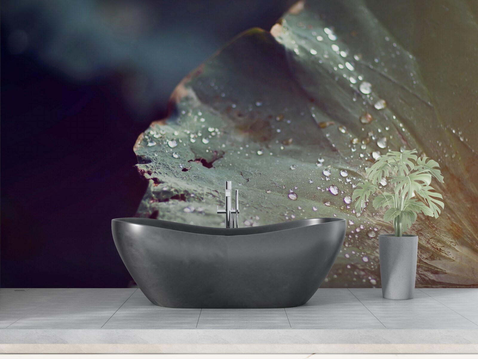 Fototapeta ziarna wczesnej rosy na liściu