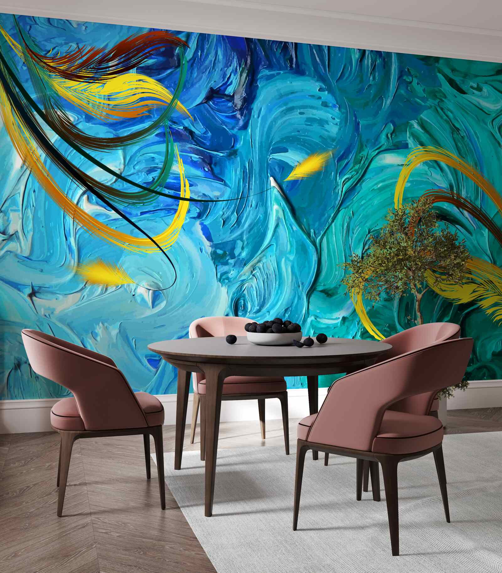 Fototapeta niebieskie barwniki gwaszowe o różnych odcieniach