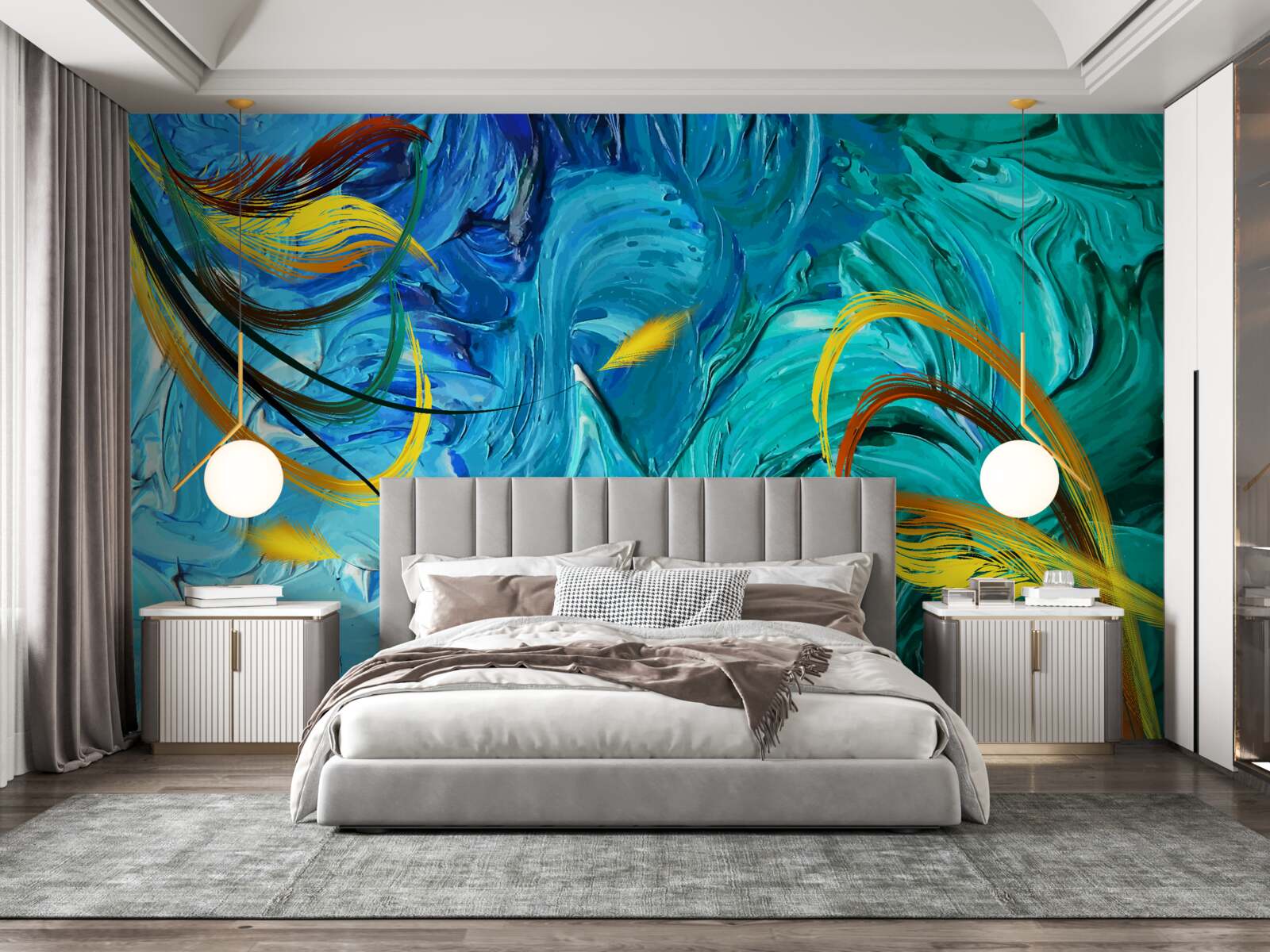 Fototapeta niebieskie barwniki gwaszowe o różnych odcieniach