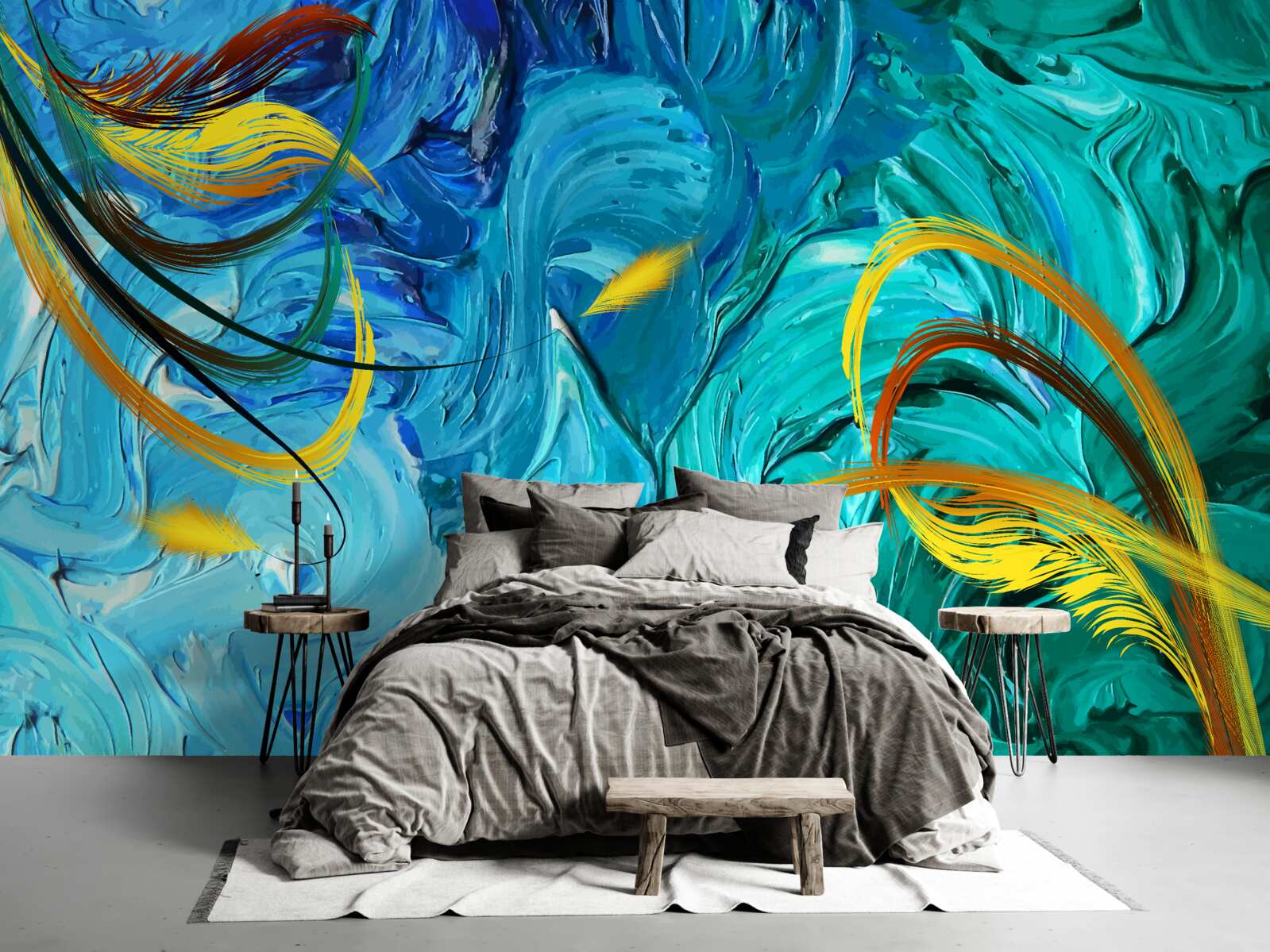 Fototapeta niebieskie barwniki gwaszowe o różnych odcieniach