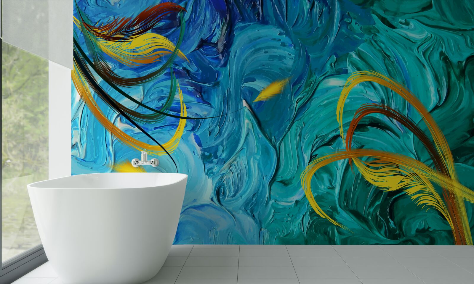 Fototapeta niebieskie barwniki gwaszowe o różnych odcieniach