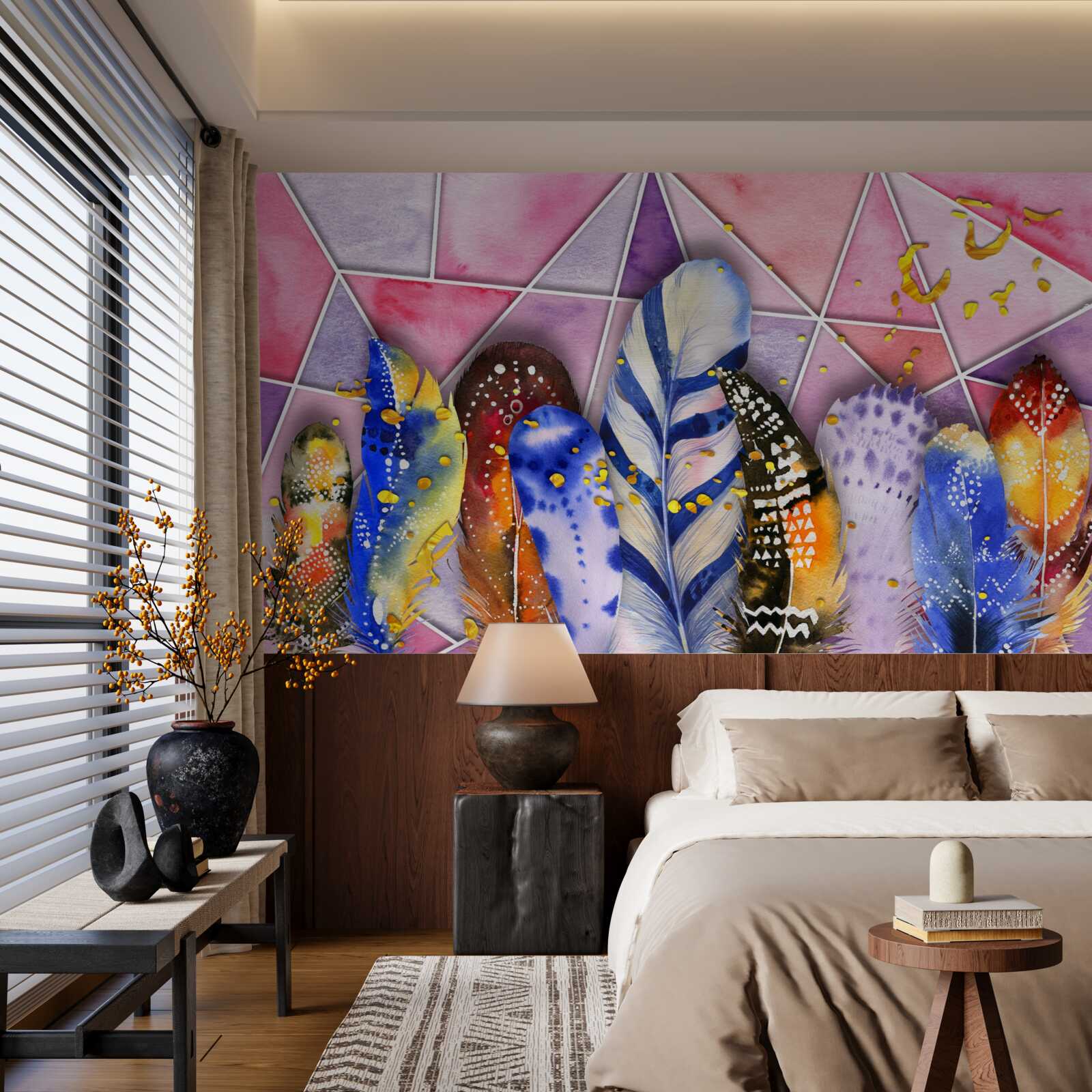 Fototapeta kolorowe pióra w różnych odcieniach