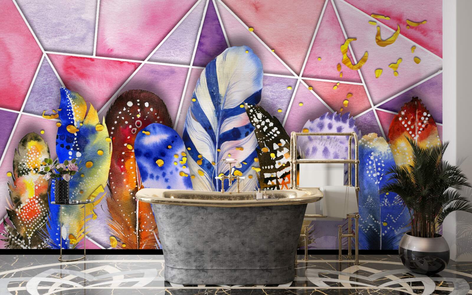 Fototapeta kolorowe pióra w różnych odcieniach