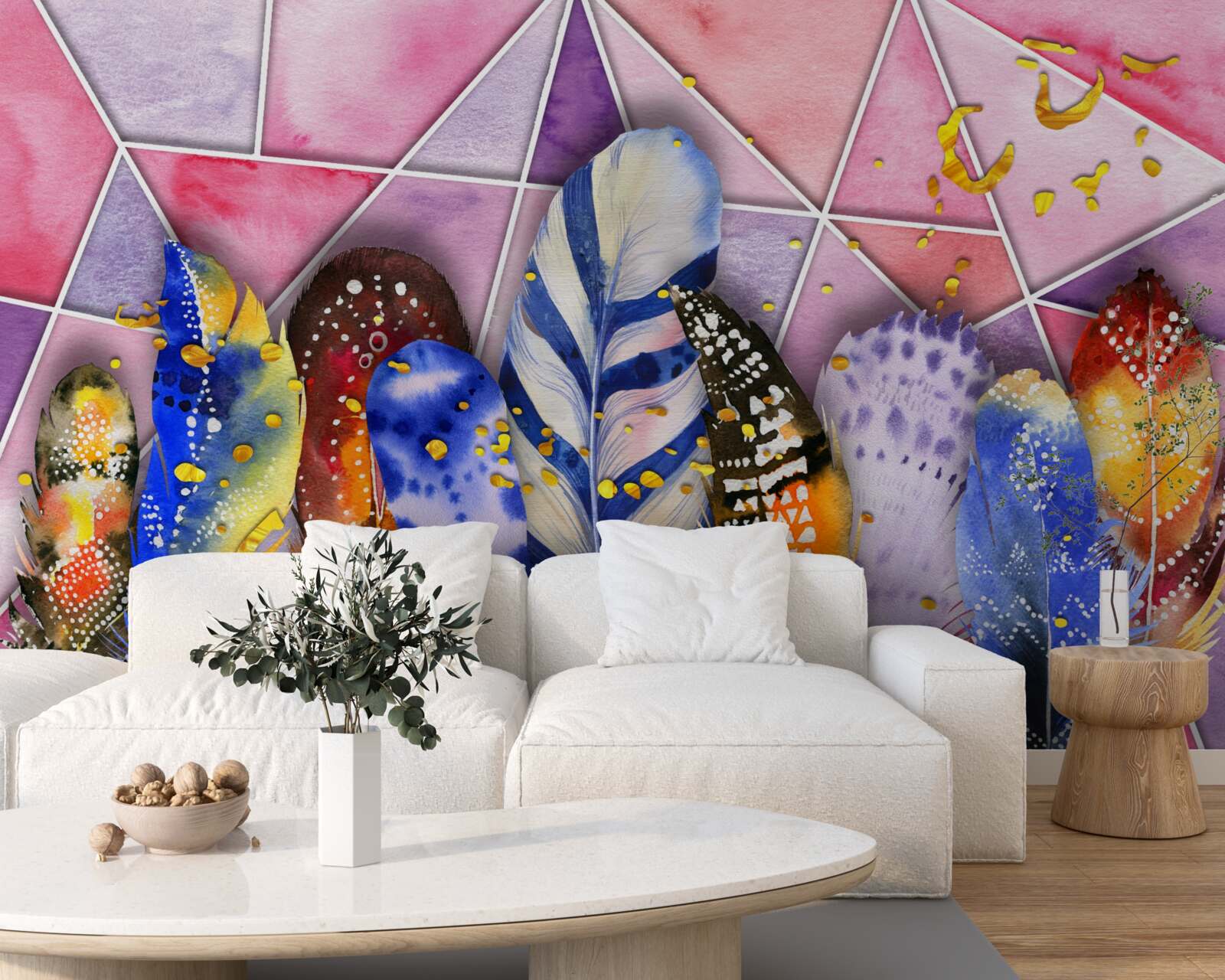 Fototapeta kolorowe pióra w różnych odcieniach