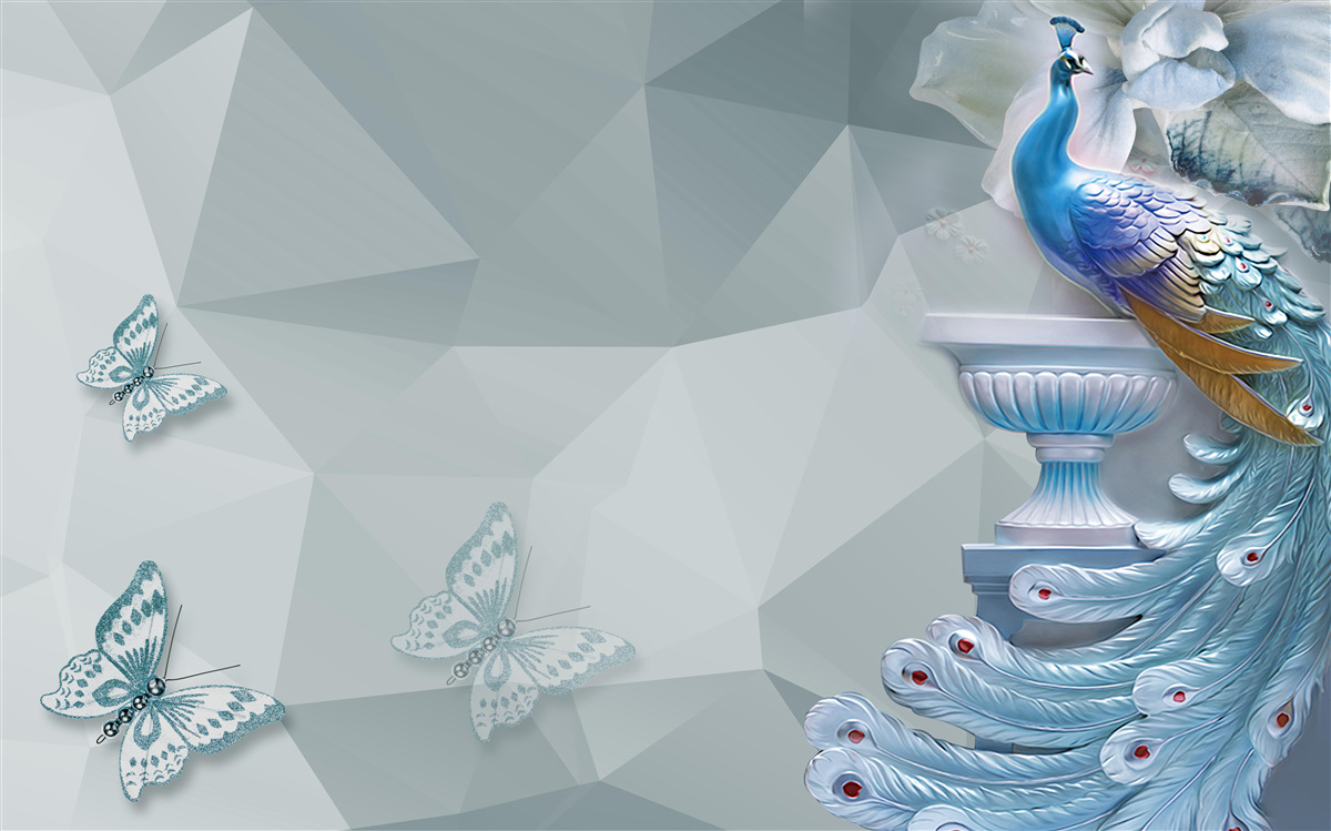 Fototapeta wspaniały paw i motyle