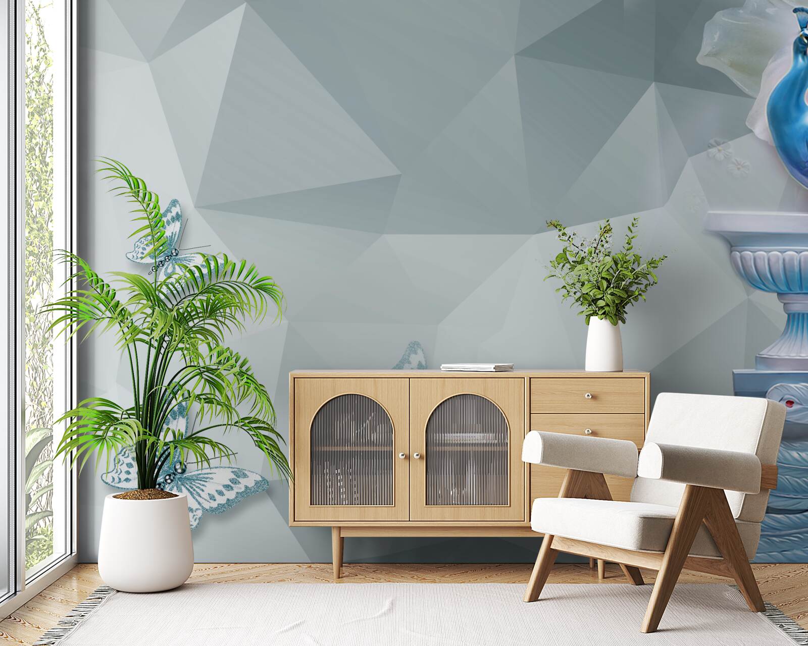 Fototapeta wspaniały paw i motyle