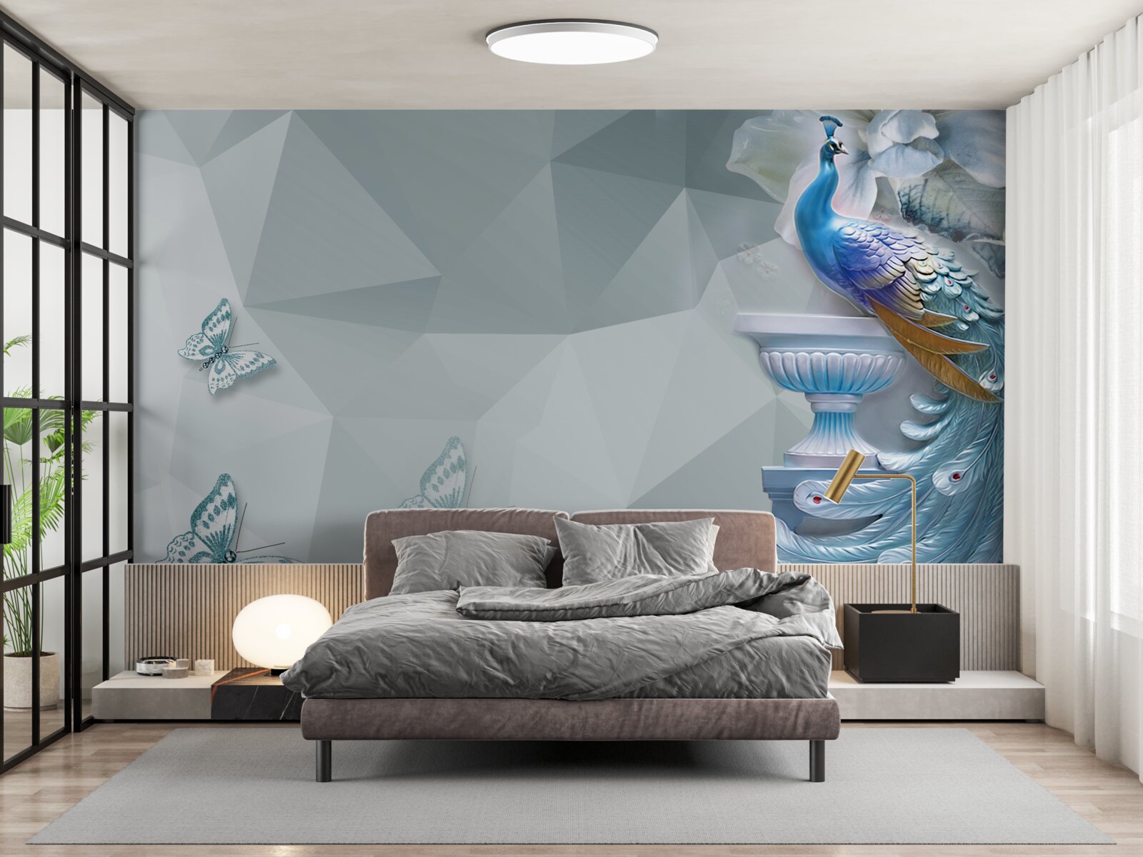 Fototapeta wspaniały paw i motyle