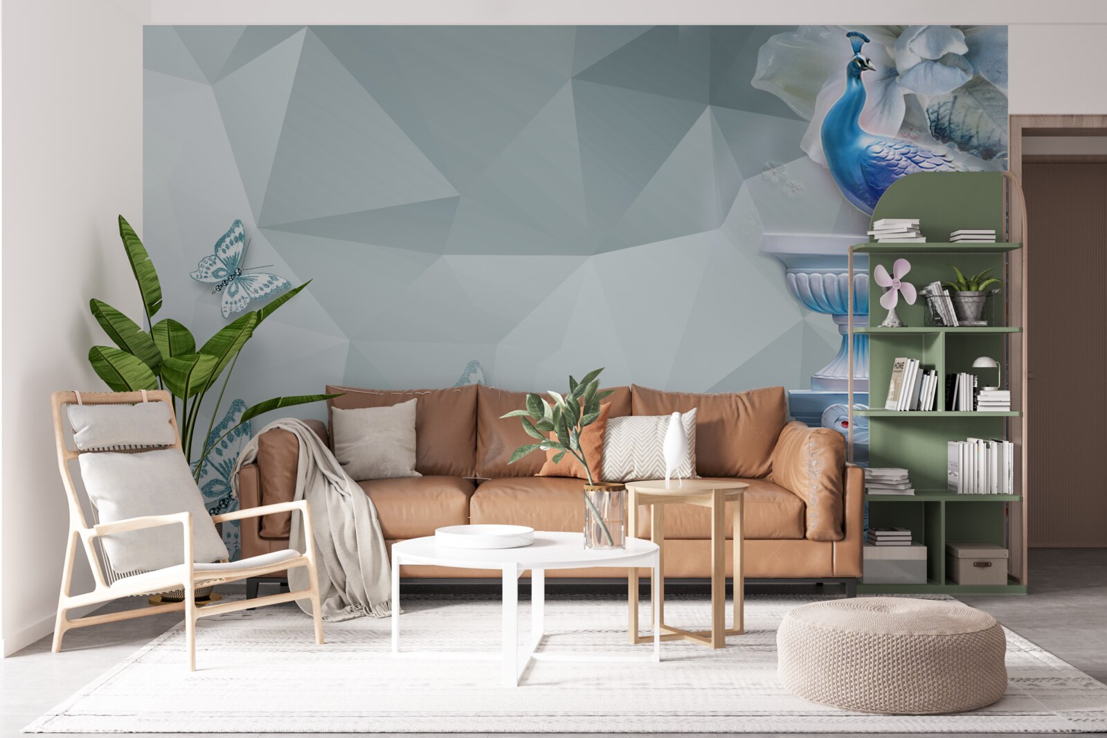 Fototapeta wspaniały paw i motyle