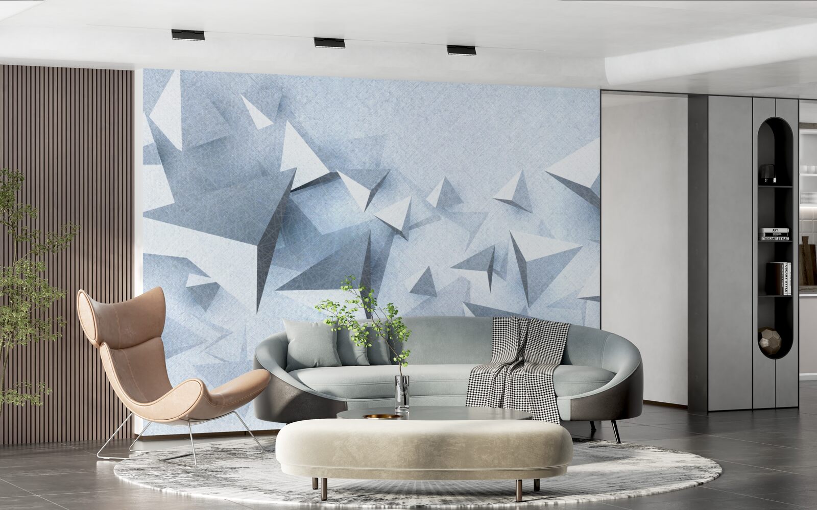 Fototapeta trójkąty wolumetryczne o różnych rozmiarach są białe