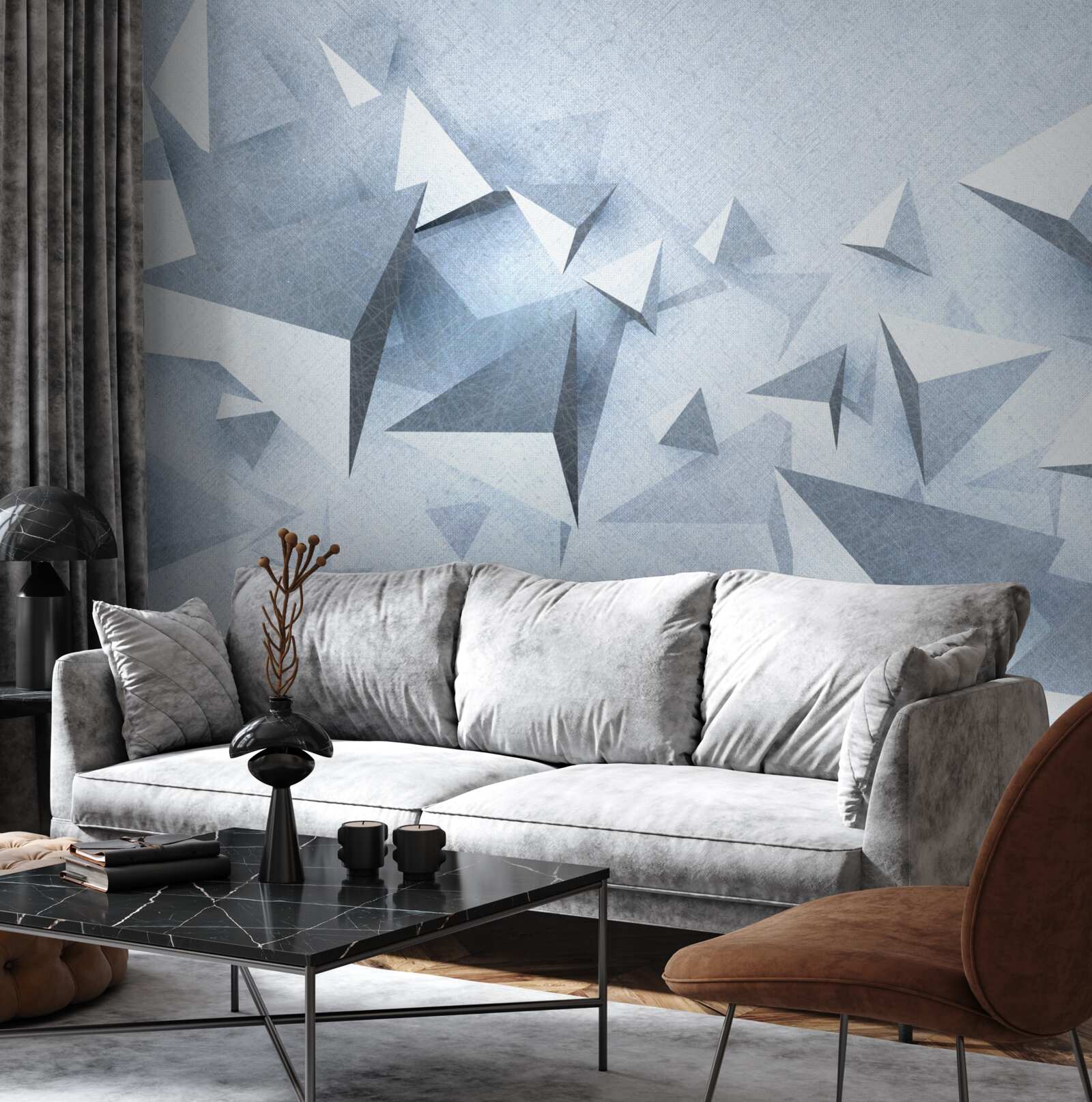 Fototapeta trójkąty wolumetryczne o różnych rozmiarach są białe