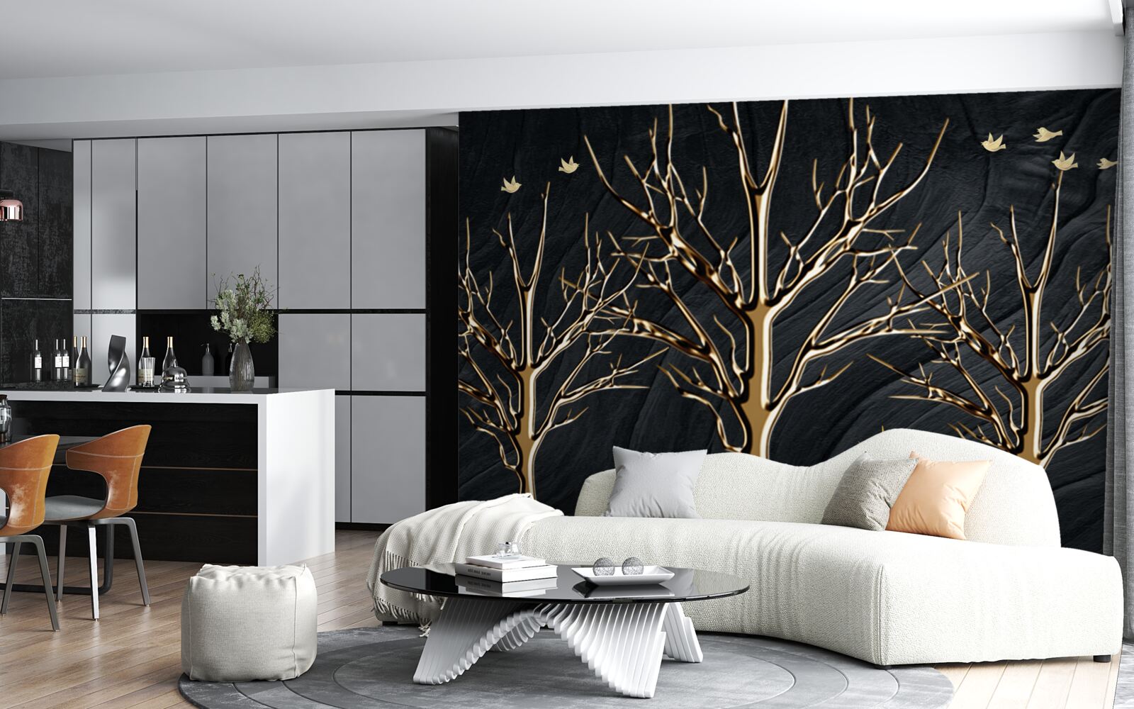 Fototapeta jeleń spaceruje nocą wśród drzew