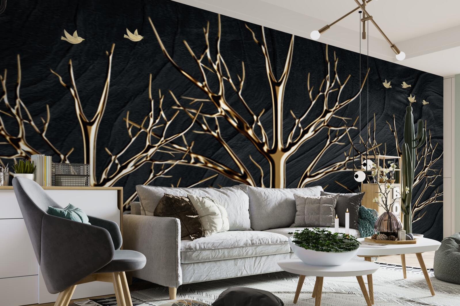 Fototapeta jeleń spaceruje nocą wśród drzew