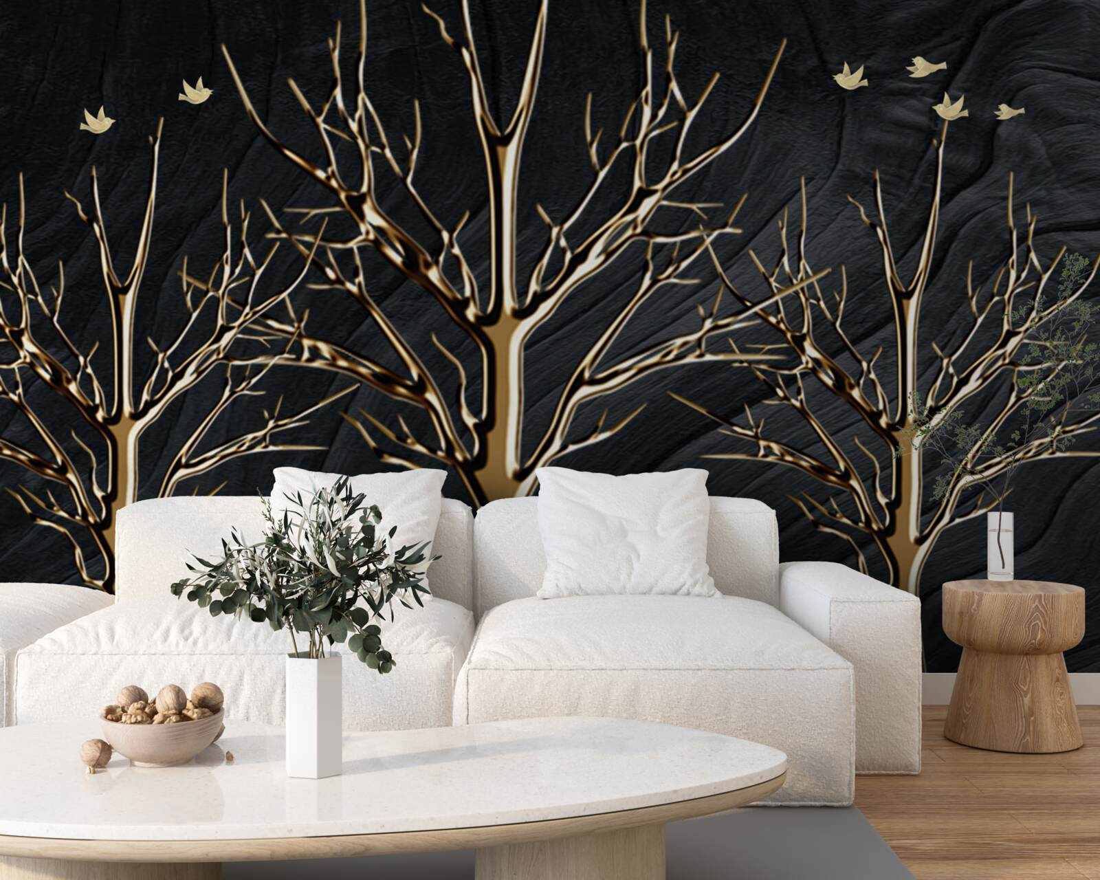 Fototapeta jeleń spaceruje nocą wśród drzew