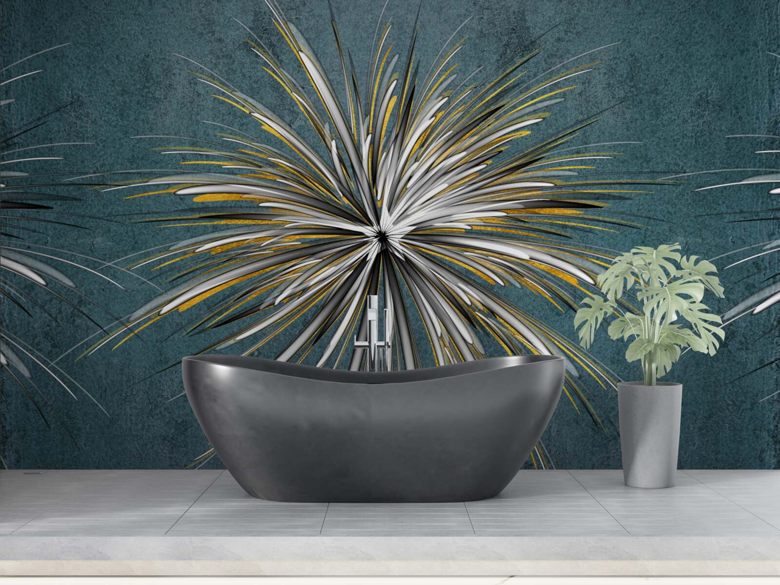 Fototapeta gałąź z puszystością na niebieskim tle