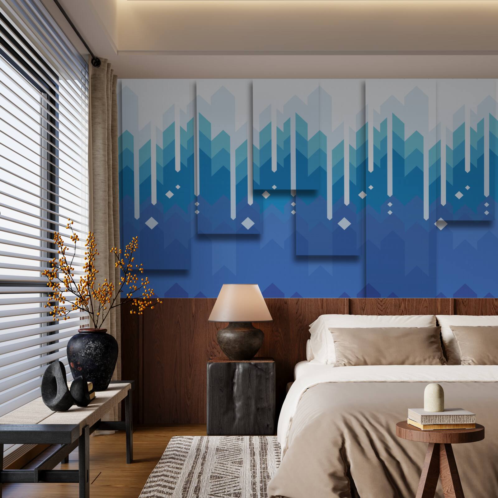 Fototapeta kaskadowe góry wyróżniają się zimnym majestatem