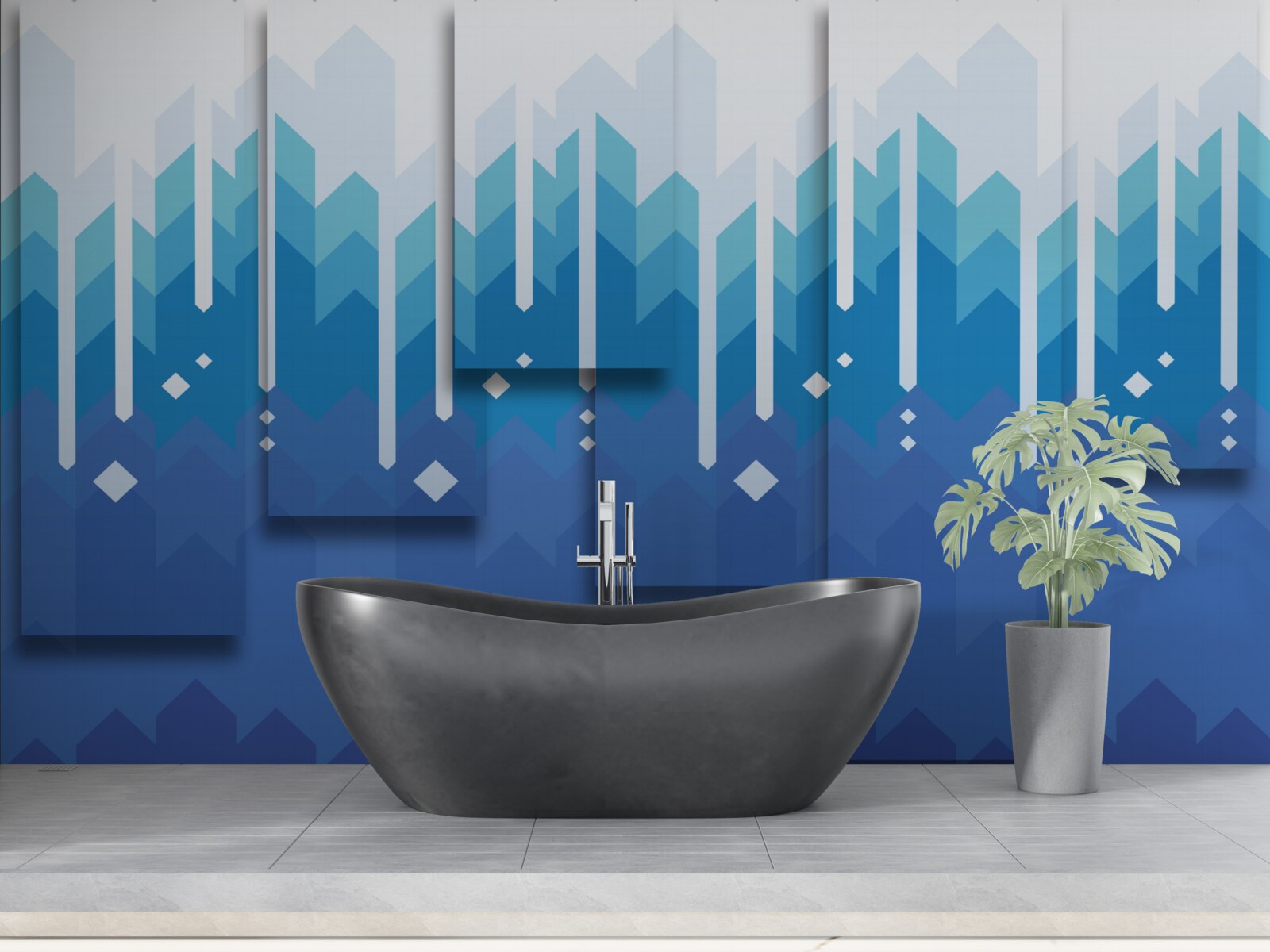 Fototapeta kaskadowe góry wyróżniają się zimnym majestatem