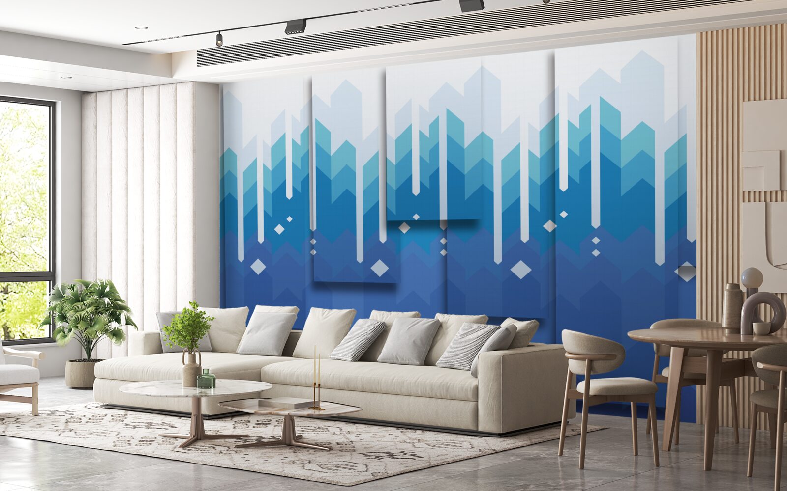 Fototapeta kaskadowe góry wyróżniają się zimnym majestatem