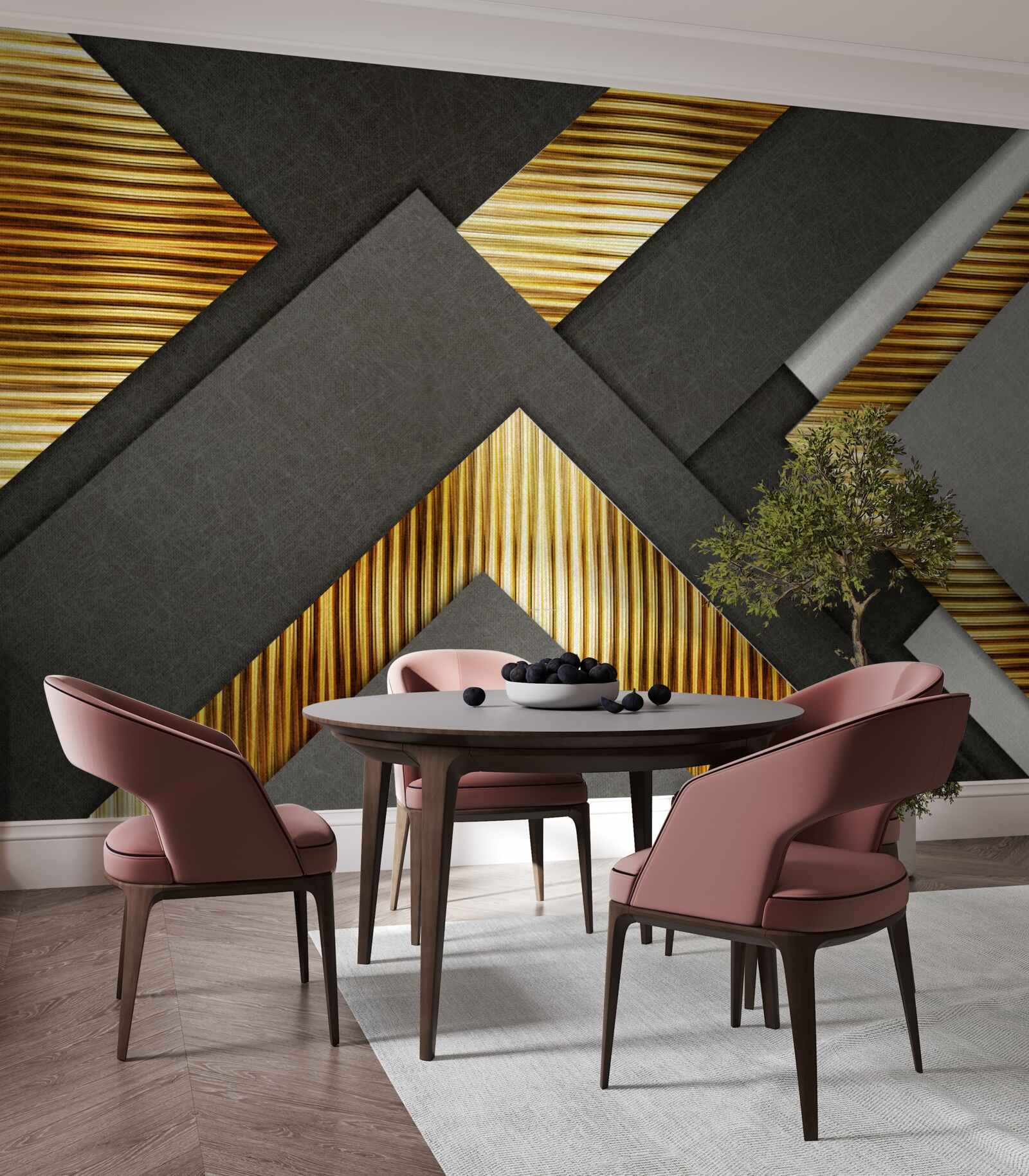 Fototapeta prostokąty są czarne ze złotymi liniami