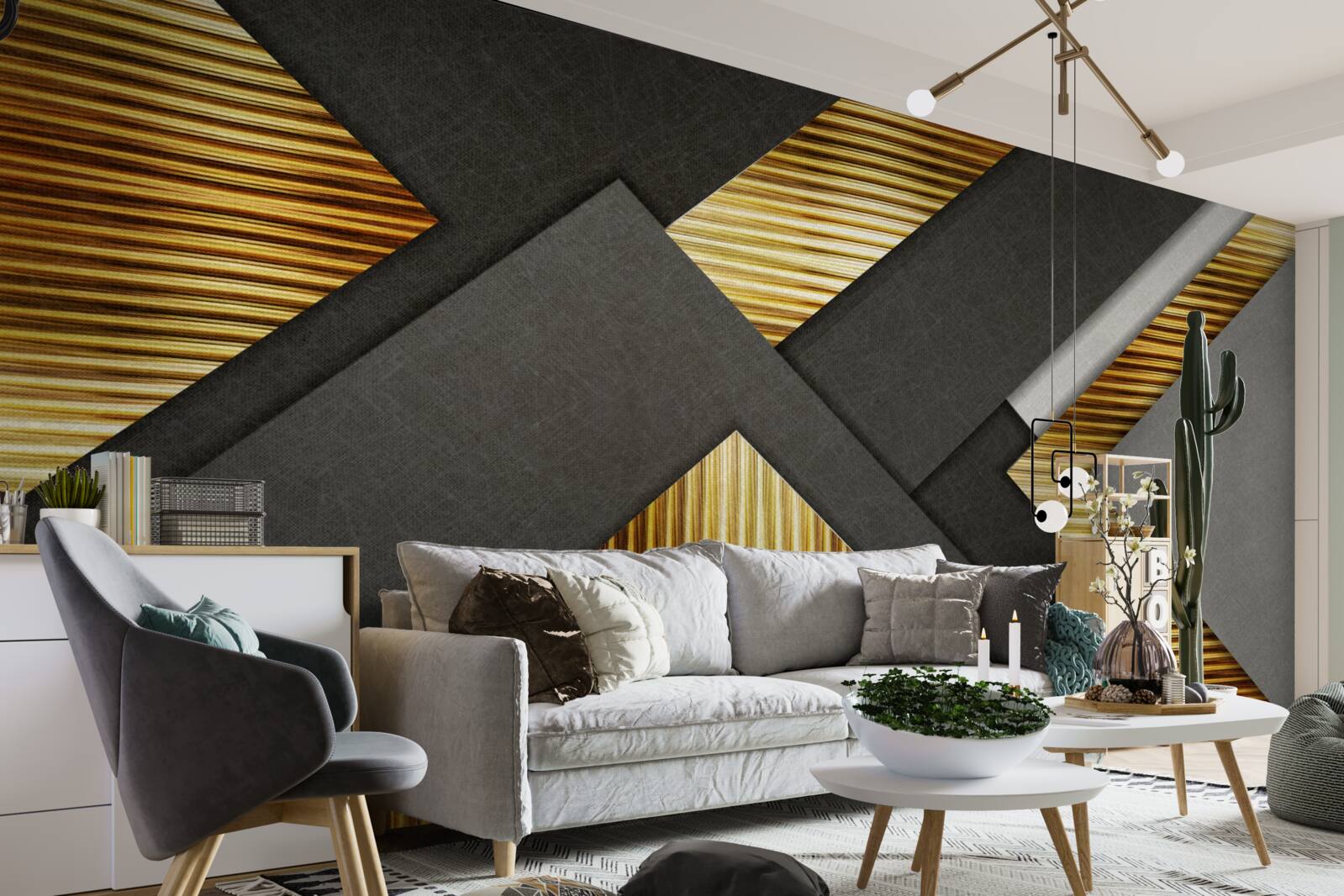 Fototapeta prostokąty są czarne ze złotymi liniami