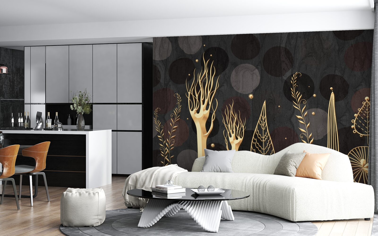 Fototapeta nocna pora wśród drzew liściastych