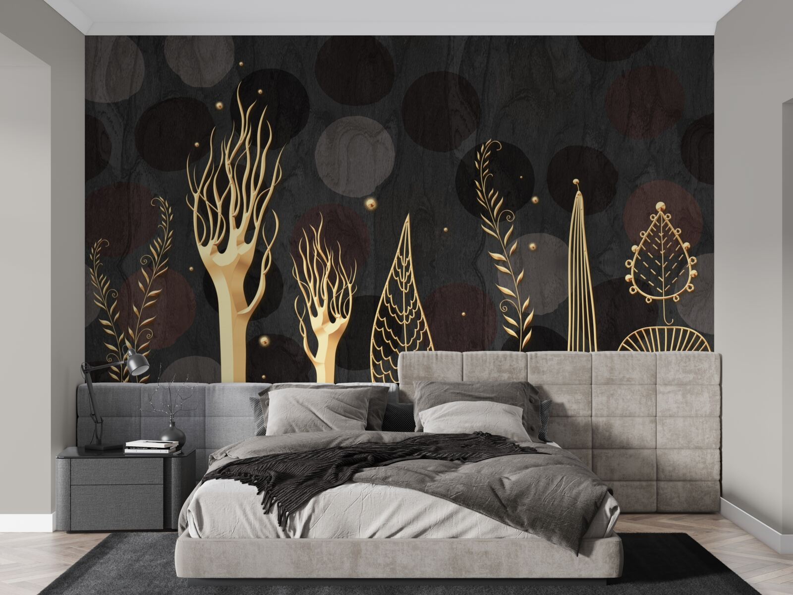 Fototapeta nocna pora wśród drzew liściastych