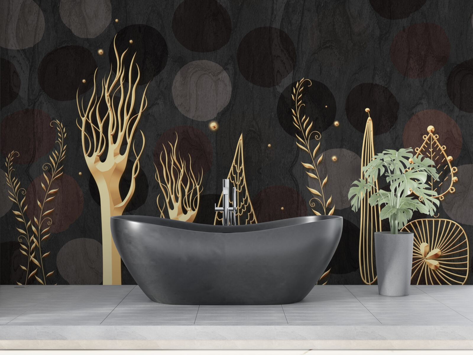 Fototapeta nocna pora wśród drzew liściastych