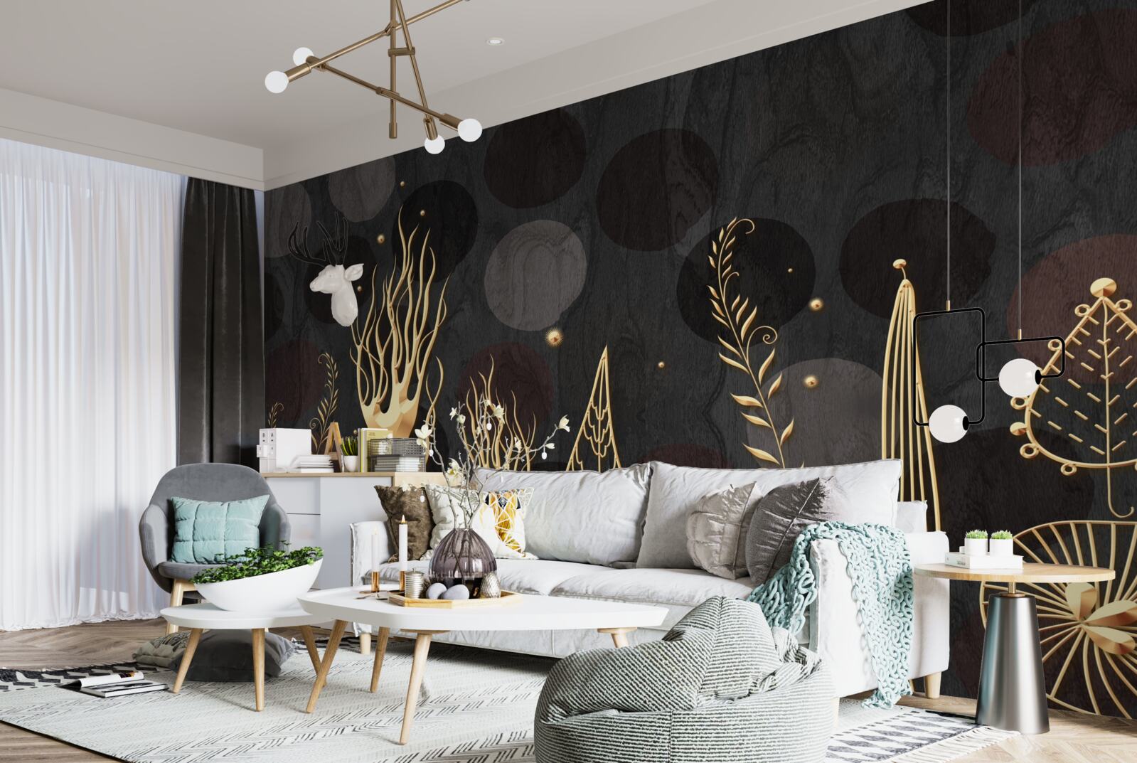 Fototapeta nocna pora wśród drzew liściastych