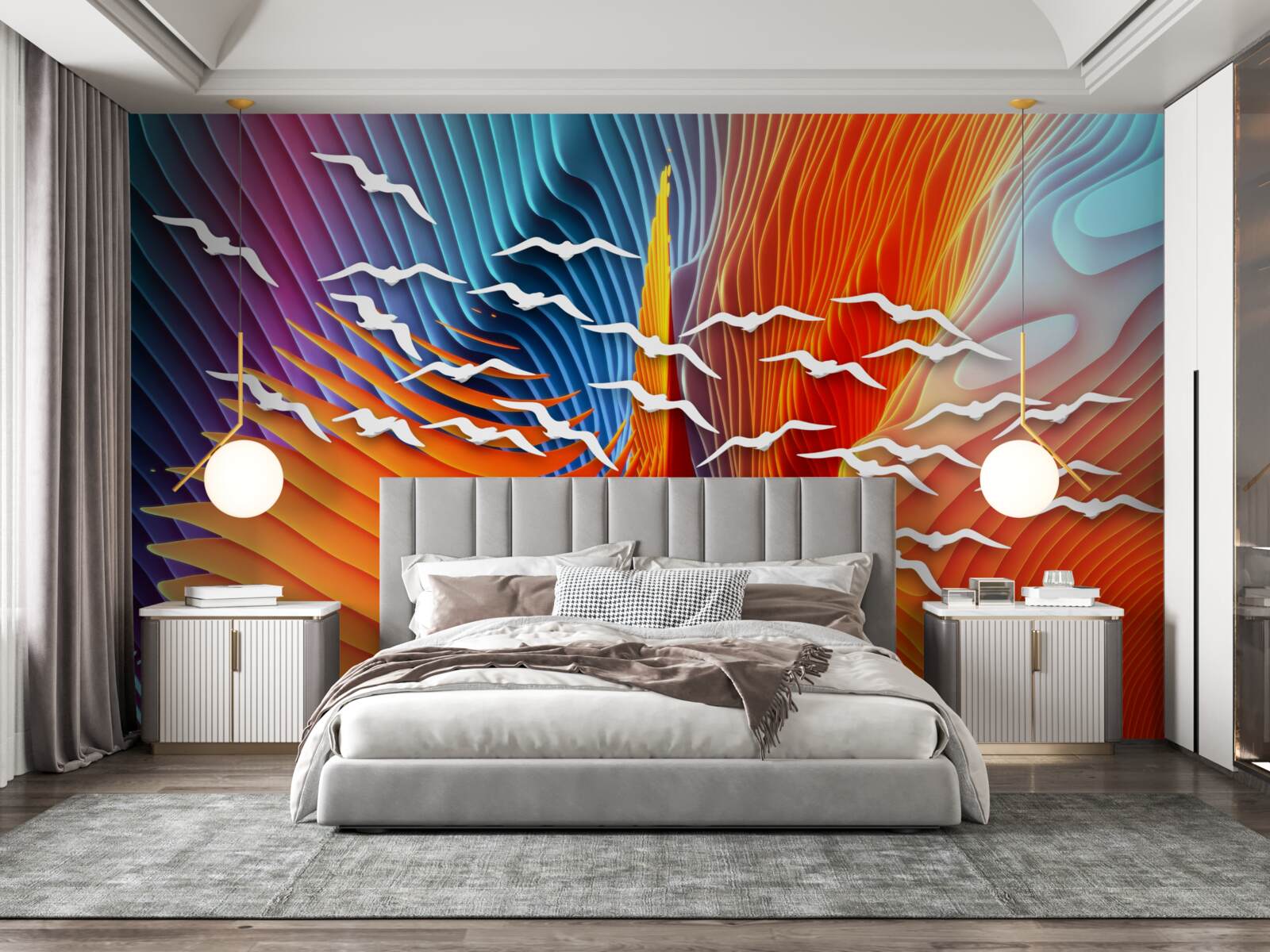 Fototapeta streszczenie ptaki wśród wydm